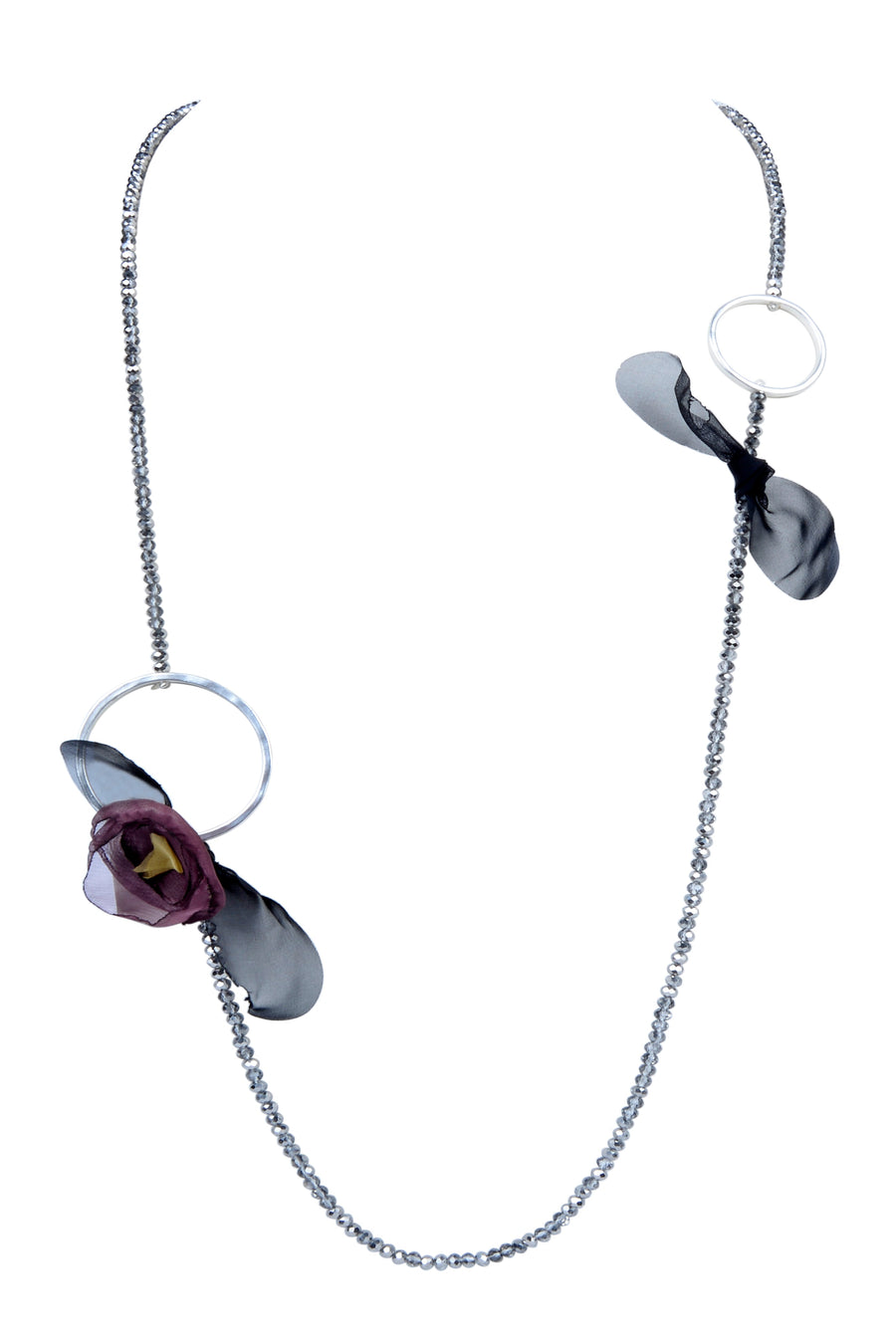 Fashion Women Flower Hoop Beads Long Necklace N3133