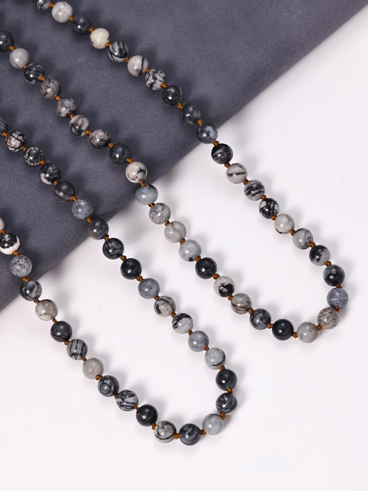 Stone Beaded Necklace N3180 - Black Network
