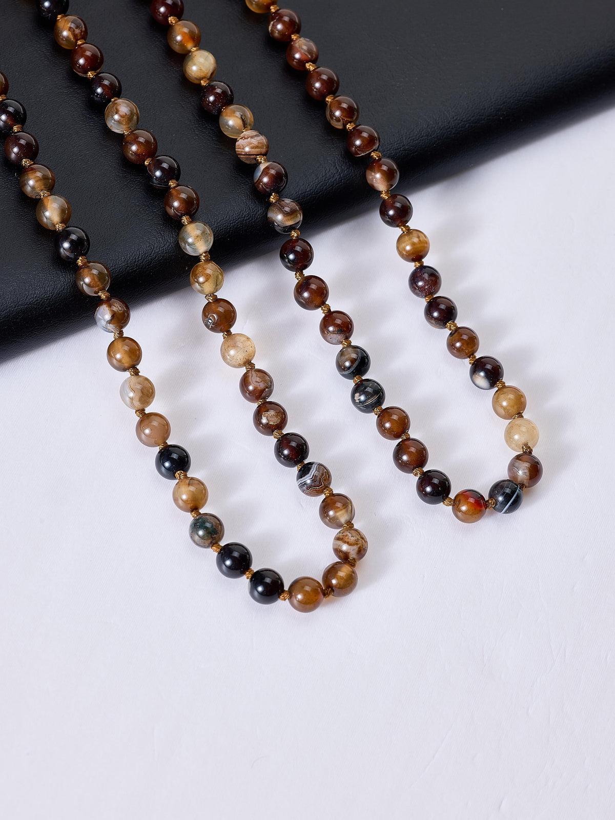Stone Beaded Necklace N3180 - Brown Agate