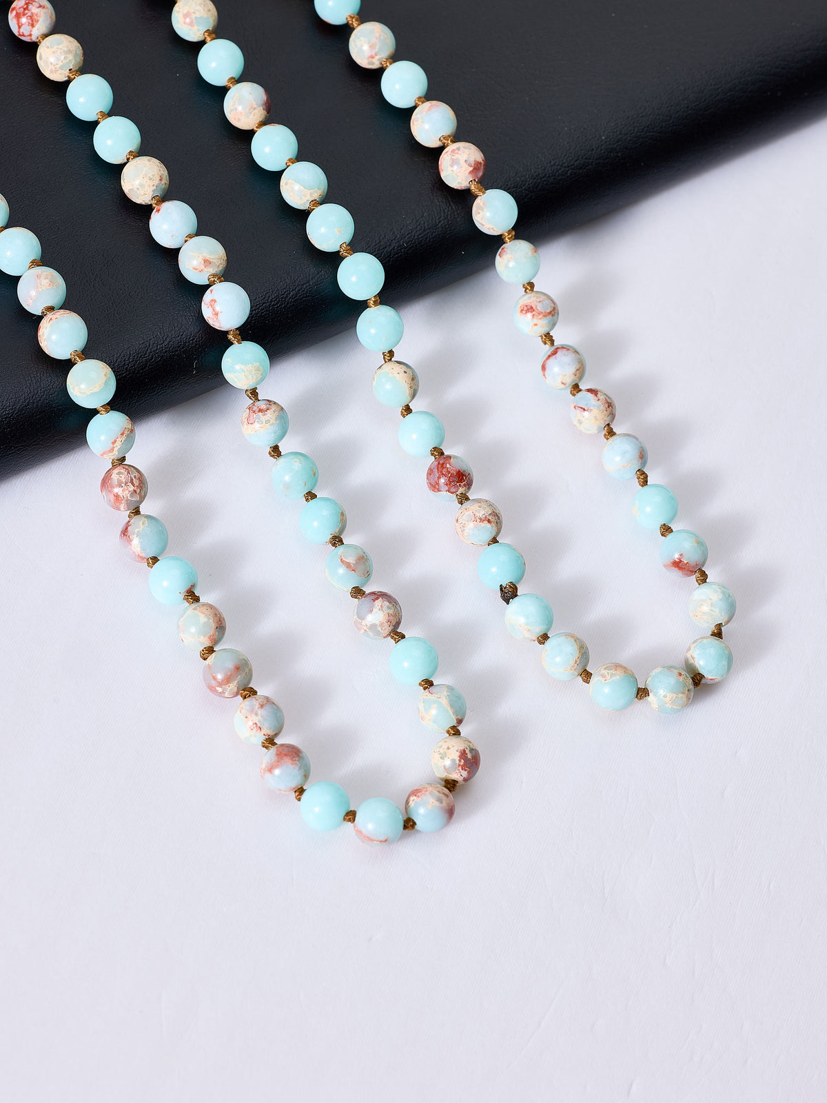 Stone Beaded Necklace N3180 - Composed Shoushan Stone