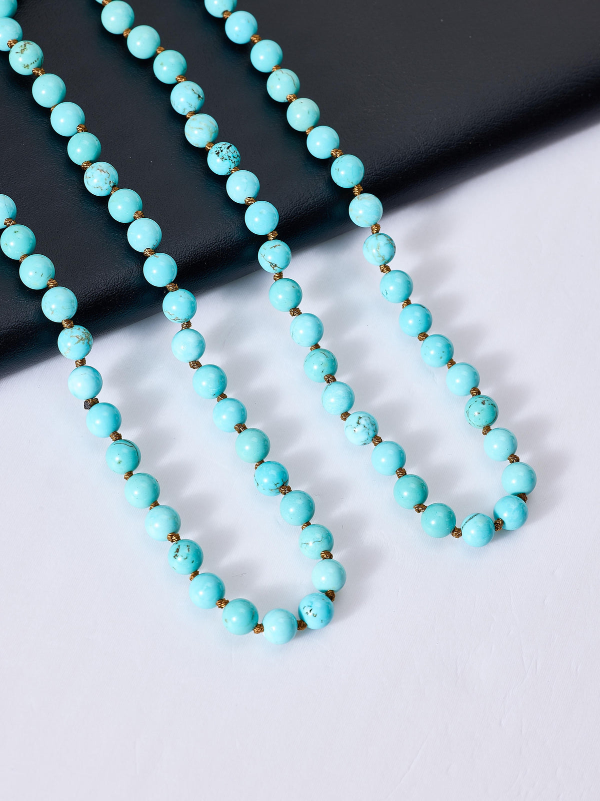Stone Beaded Necklace N3180 - Cracked Turquoise