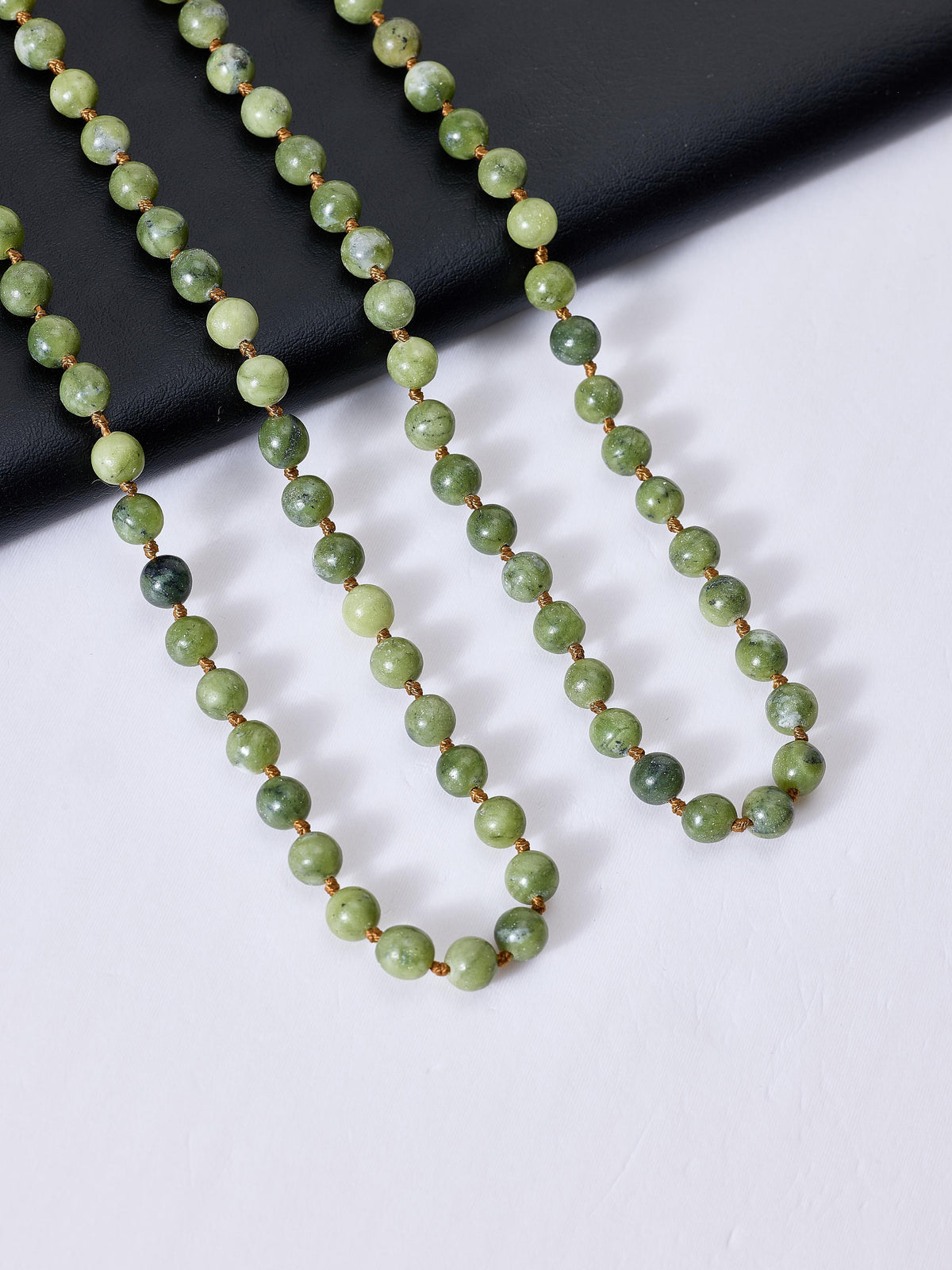 Stone Beaded Necklace N3180 - Olive Jade