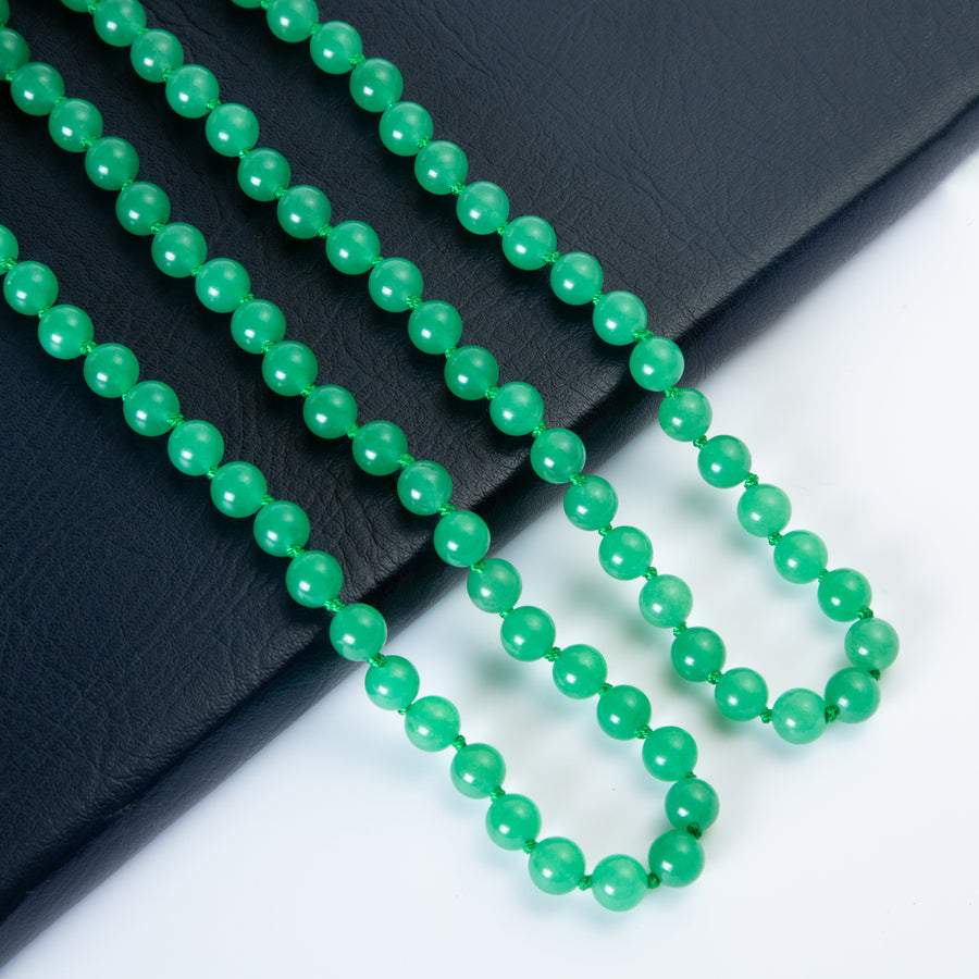 Colored Green Jade Bead Necklace N3180