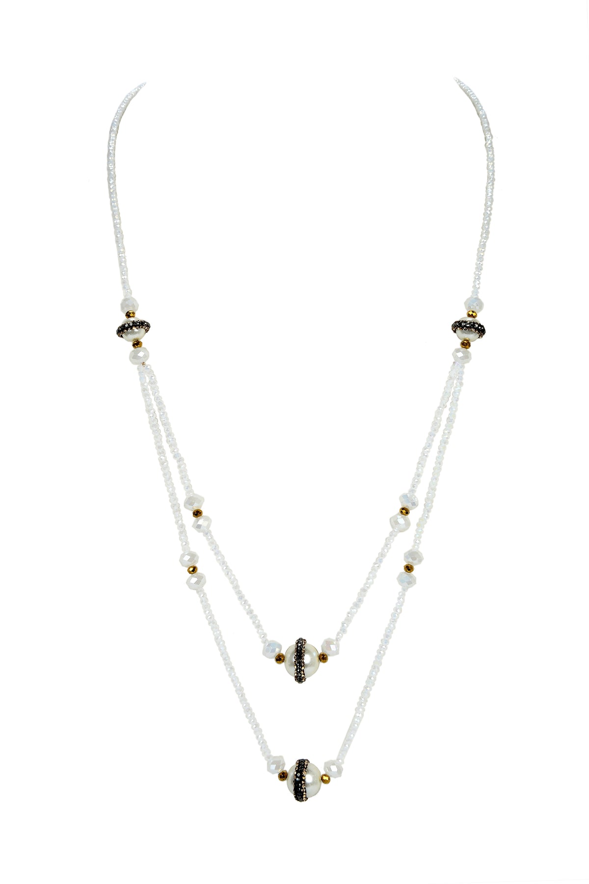 Double Layers Crystal Stone Necklace N3339