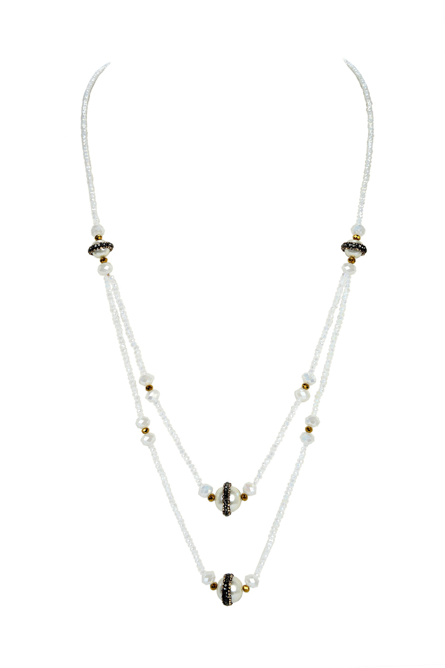 Double Layers Crystal Stone Necklace N3339