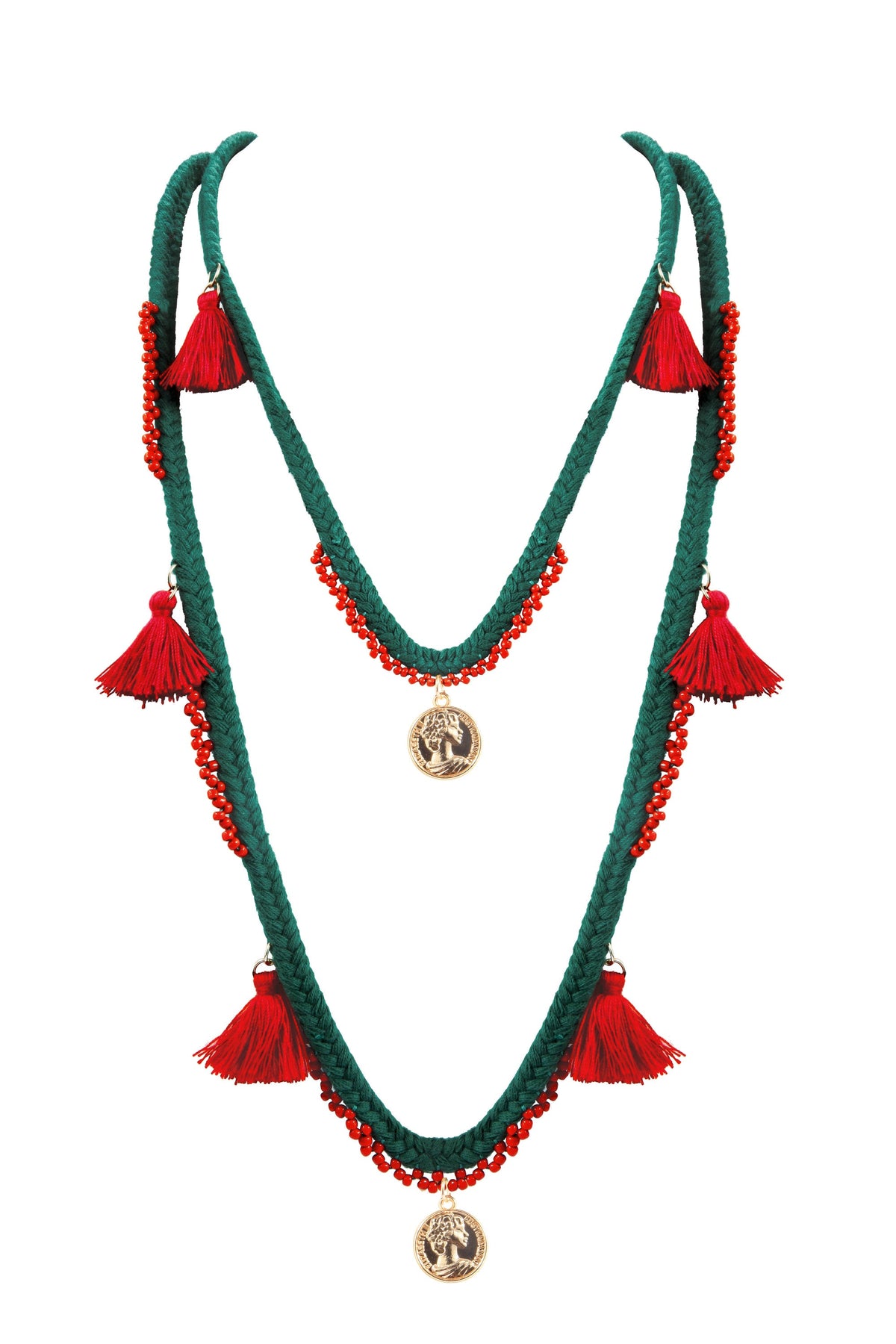 Bohemian Textile Tassels Pendants Necklace N3412