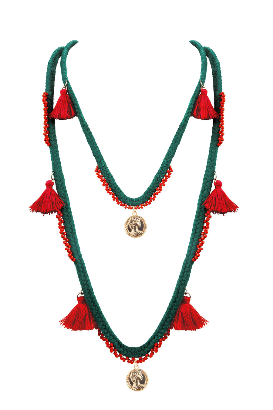 Bohemian Textile Tassels Pendants Necklace N3412