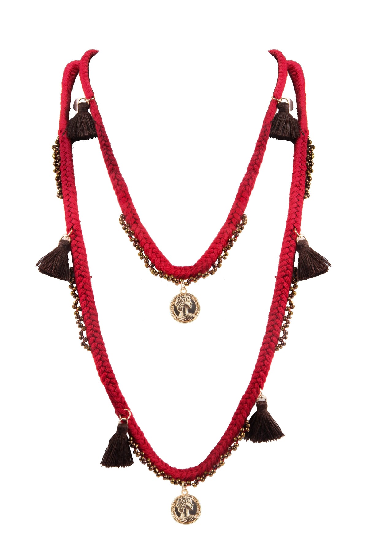 Bohemian Textile Tassels Pendants Necklace N3412