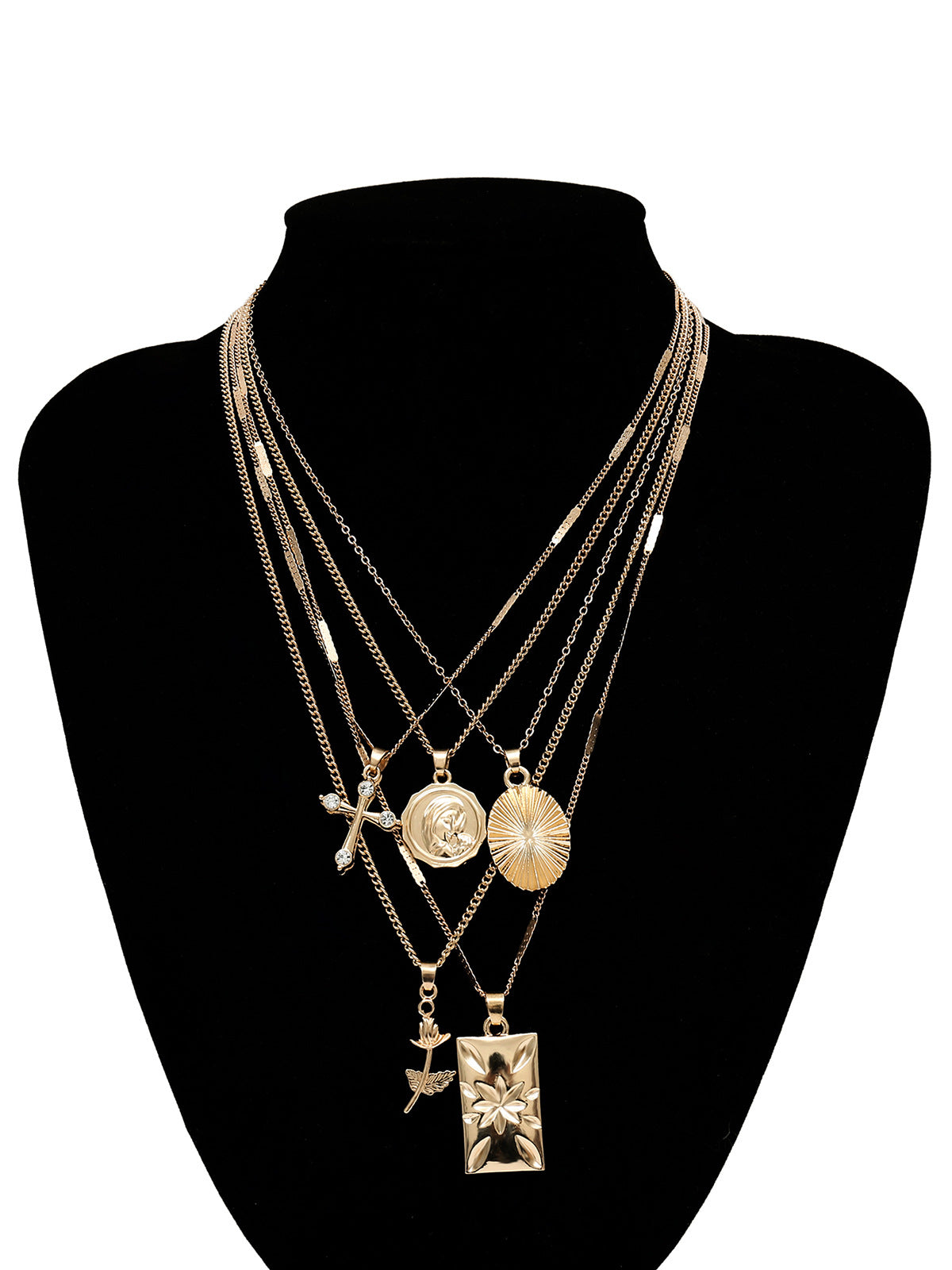 Square Stainless Steel Multilayer Chains Necklace N3884