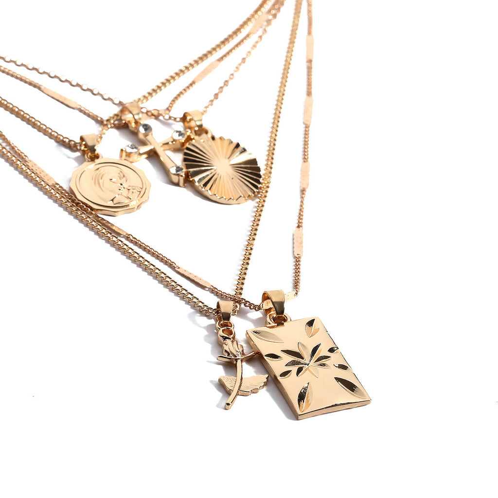 Square Stainless Steel Multilayer Chains Necklace N3884