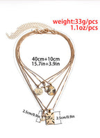 Square Stainless Steel Multilayer Chains Necklace N3884