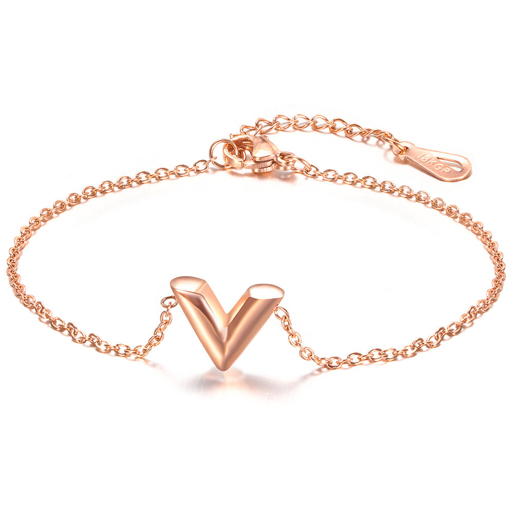 V Pendant Stainless Steel Necklace Set N3753-SET
