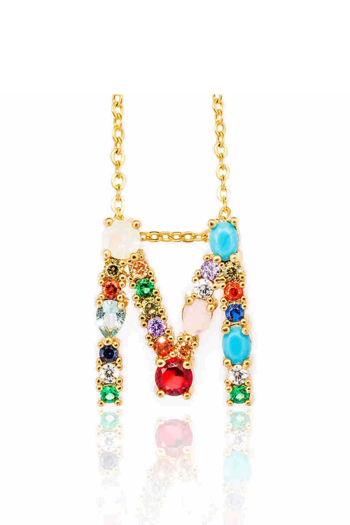 Rhinestone Letter Pendant Necklaces N3754