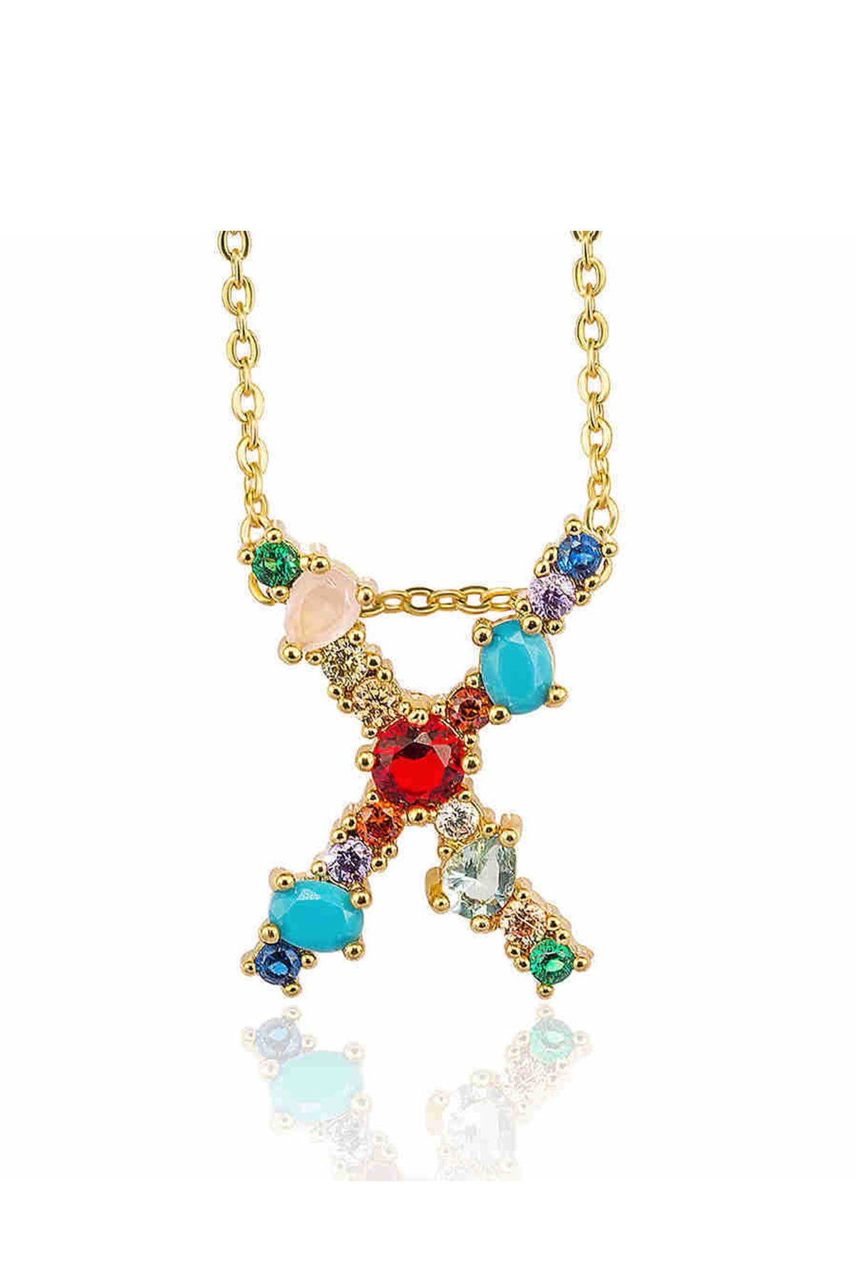 Rhinestone Letter Pendant Necklaces N3754