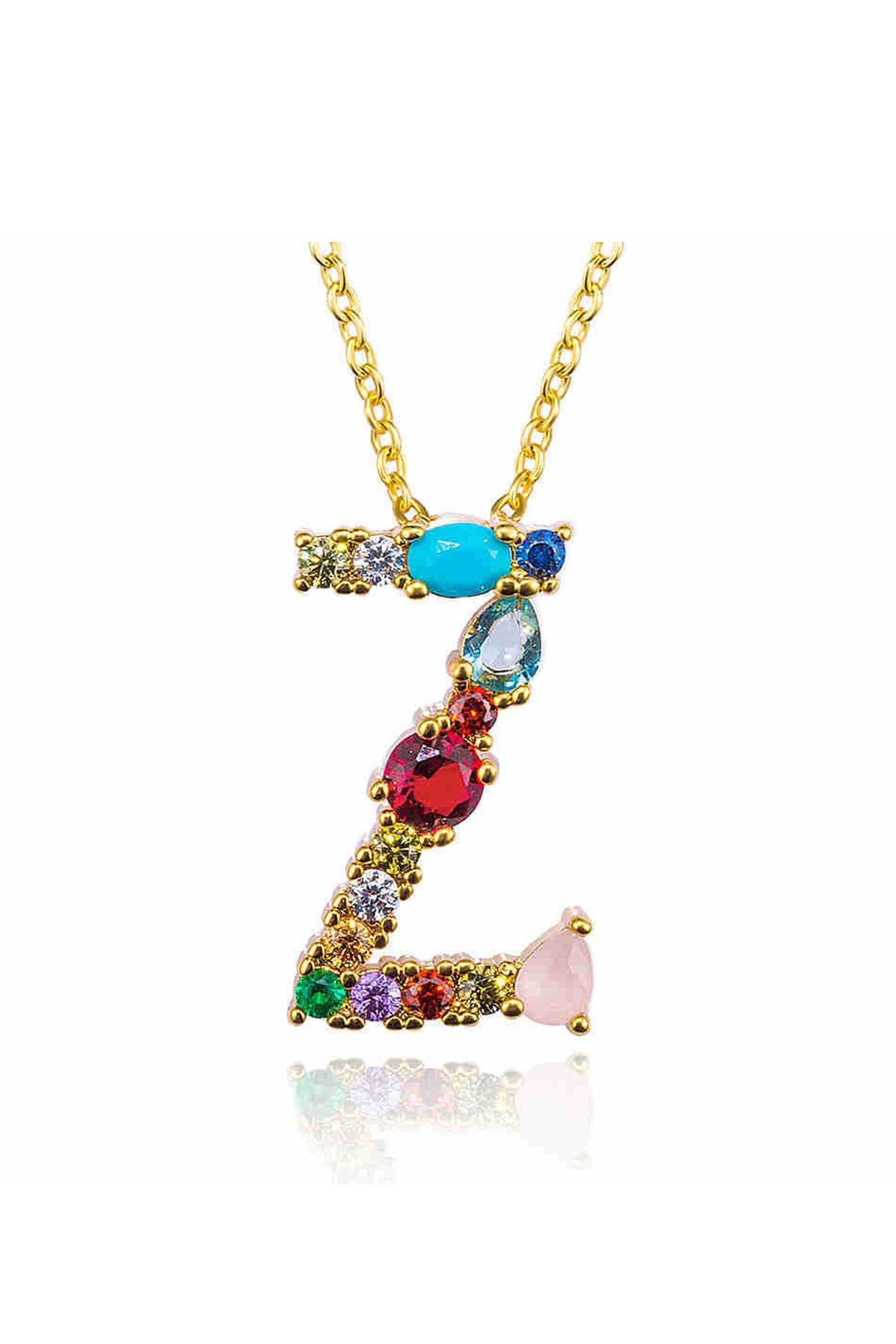 Rhinestone Letter Pendant Necklaces N3754