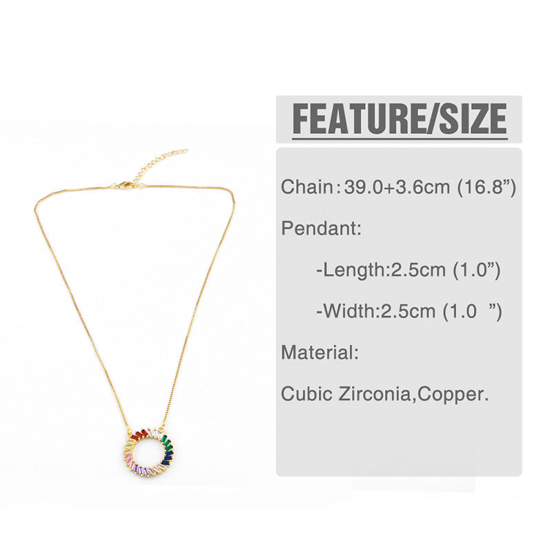 Half Circle Pendant Zircon Pendant Necklace N3782