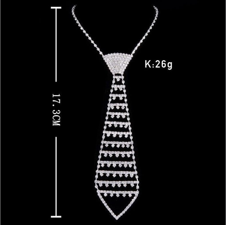 Rhinestone Tie Chain Necklace N3792