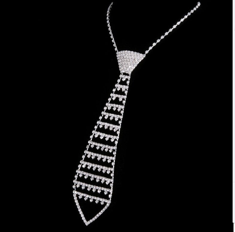 Rhinestone Tie Chain Necklace N3792