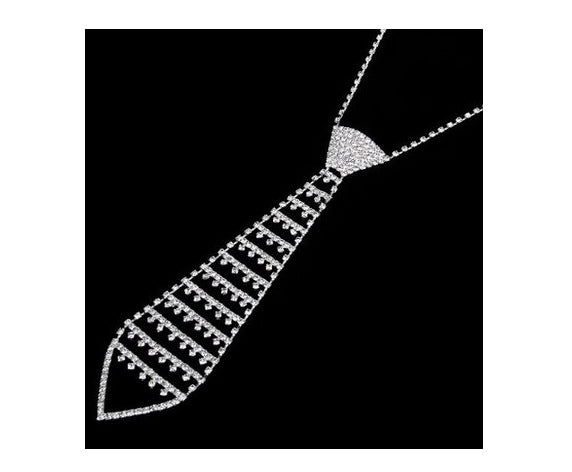 Rhinestone Tie Chain Necklace N3792