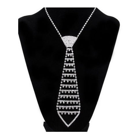 Rhinestone Tie Chain Necklace N3792
