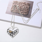 Retro Honeycomb Stitching Metal Necklace N3822 - view 2