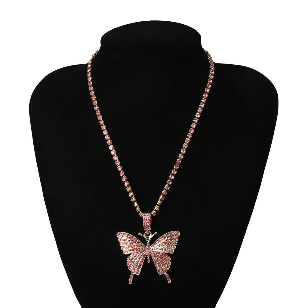 Rhinestones Butterfly Necklace N3840-L