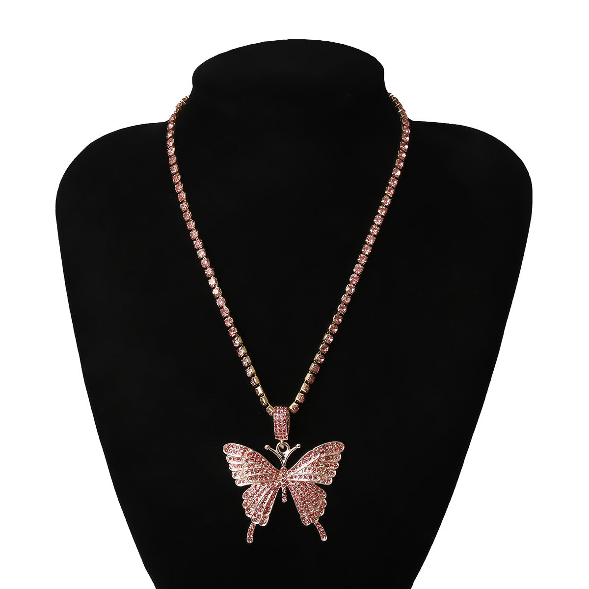 Rhinestones Butterfly Necklace N3840-L