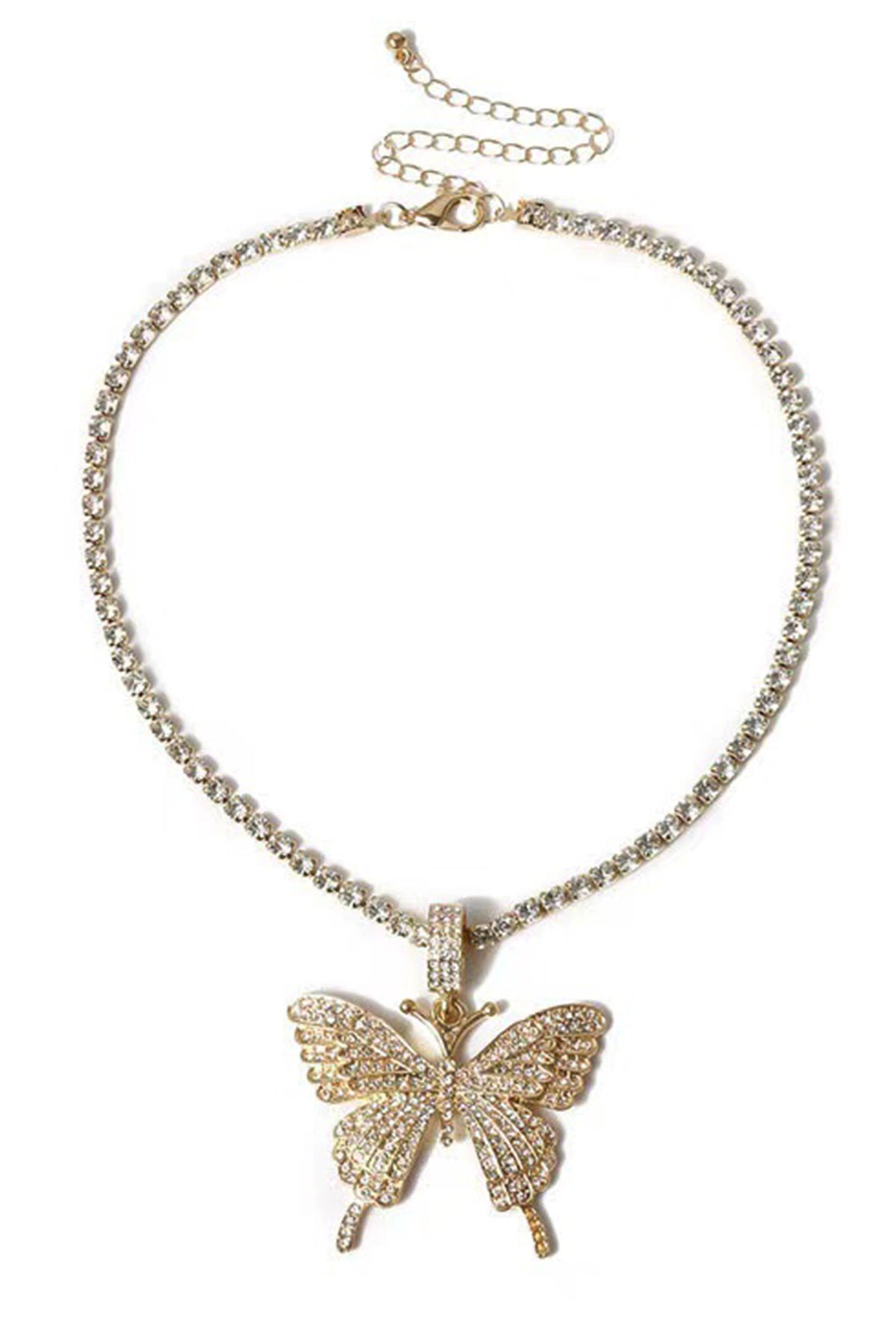 Rhinestones Butterfly Necklace N3840-L
