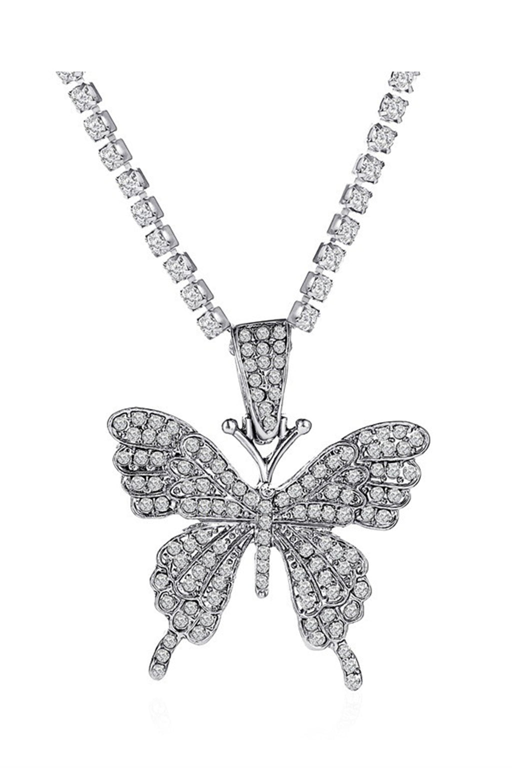 Rhinestones Butterfly Necklace N3840-L