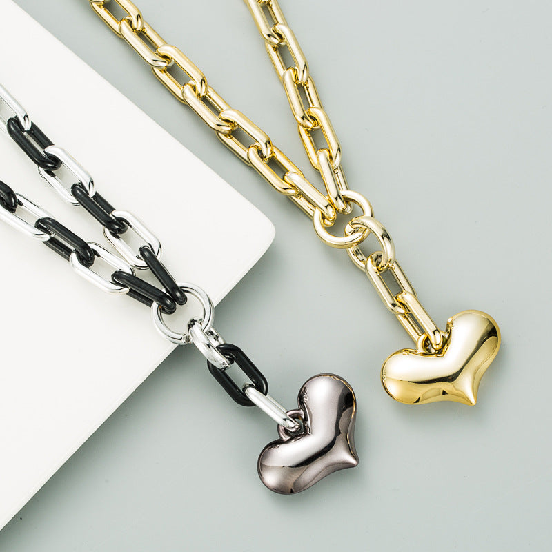 Heart Pendant Alloy Chain Necklace N3847