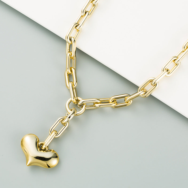 Heart Pendant Alloy Chain Necklace N3847