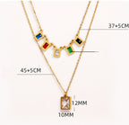 Square Stainless Steel Multilayer Chains Necklace N3884