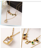 Square Stainless Steel Multilayer Chains Necklace N3884