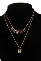 Square Stainless Steel Multilayer Chains Necklace N3884