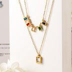 Square Stainless Steel Multilayer Chains Necklace N3884