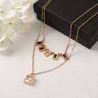 Square Stainless Steel Multilayer Chains Necklace N3884