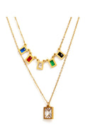 Square Stainless Steel Multilayer Chains Necklace N3884
