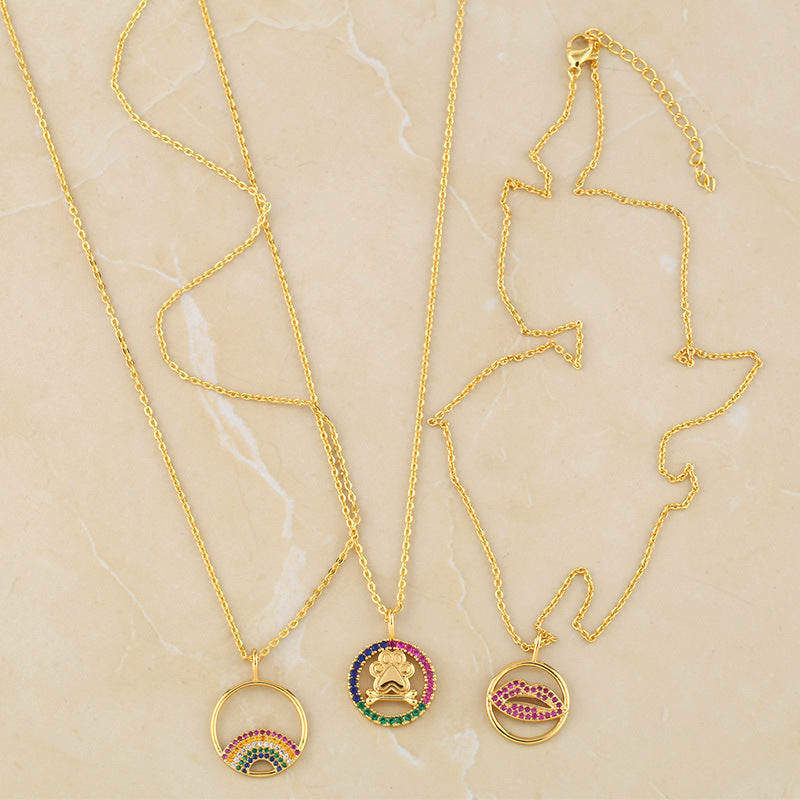 Lip Zircon Copper Chain Necklace N3899