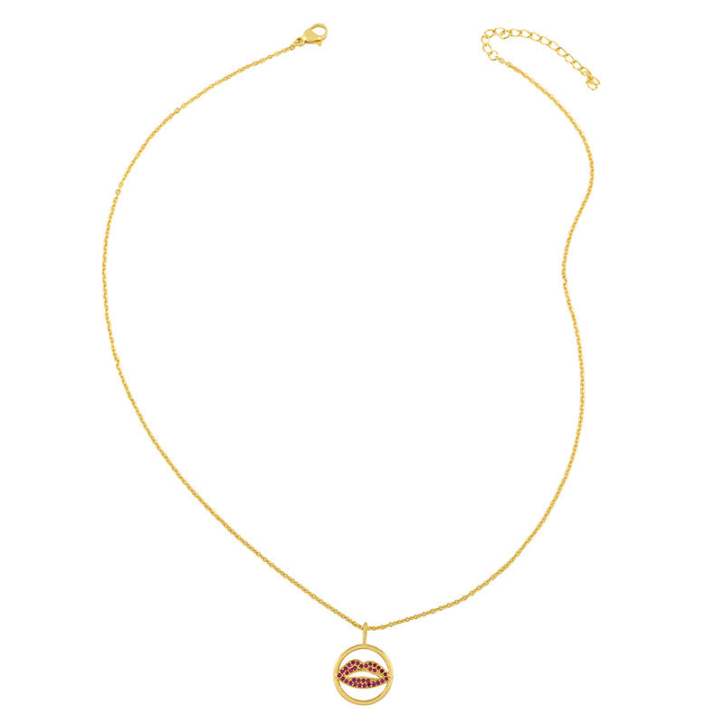 Lip Zircon Copper Chain Necklace N3899