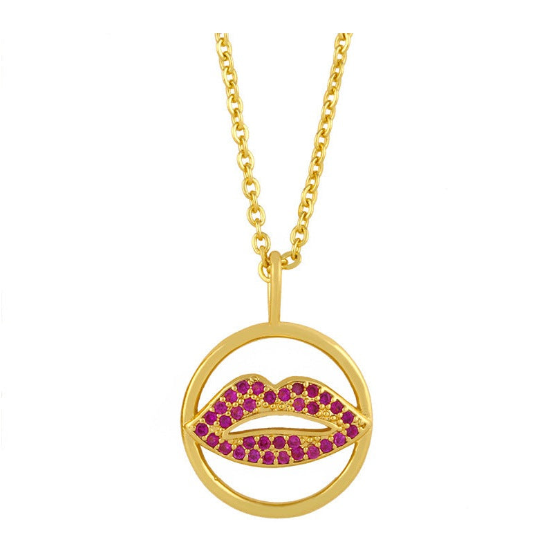 Lip Zircon Copper Chain Necklace N3899