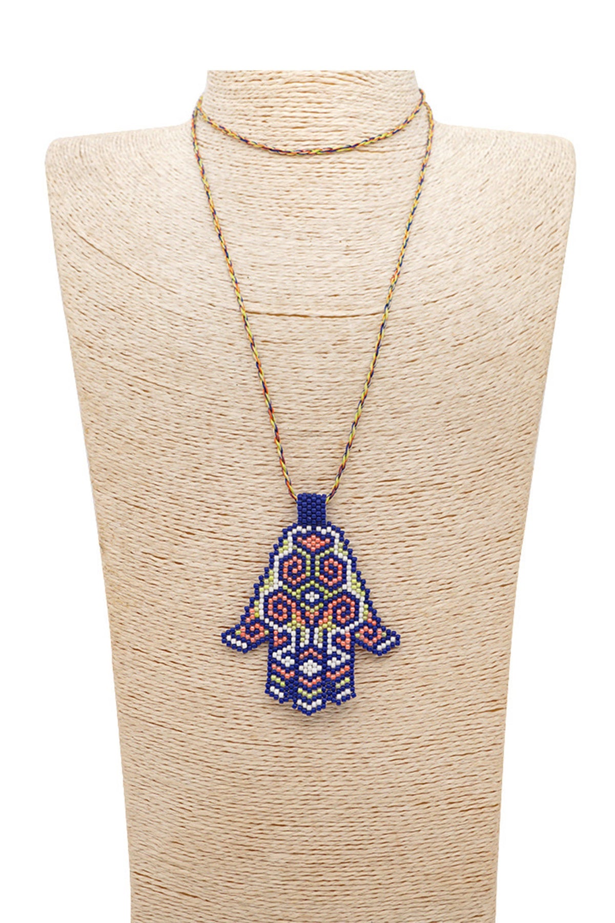 Palm Seed Bead Pendant Necklace N3904