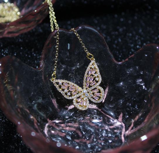 Butterfly Zircon Chain Necklace N3917
