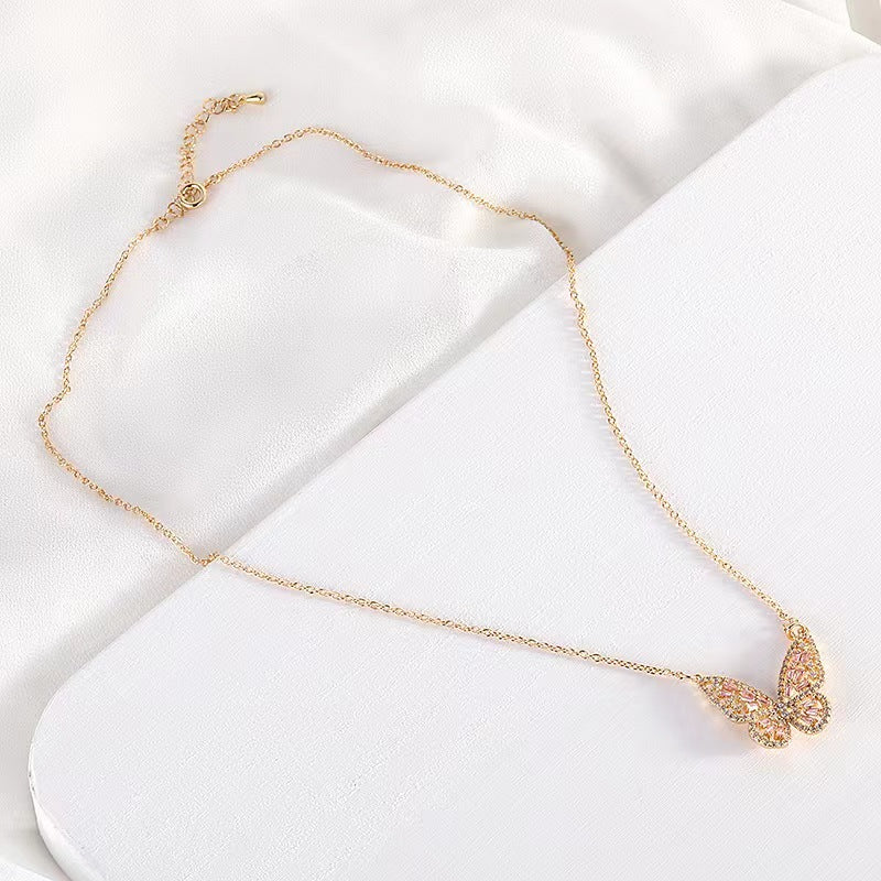 Butterfly Zircon Chain Necklace N3917
