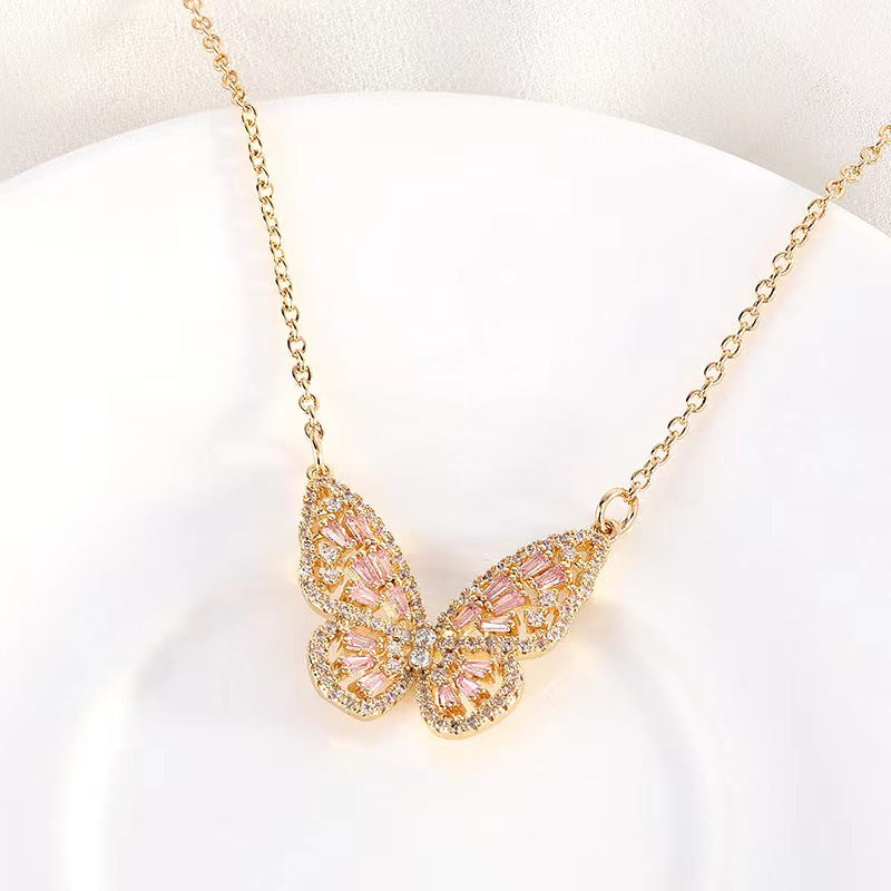 Butterfly Zircon Chain Necklace N3917