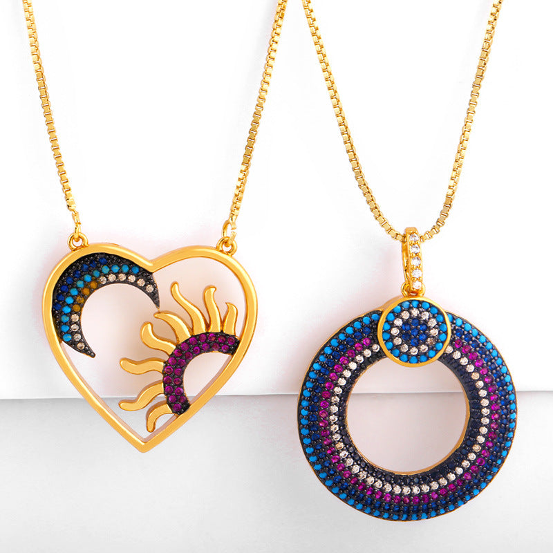 Heart Zircon Copper Chain Necklace N3919 – view 2