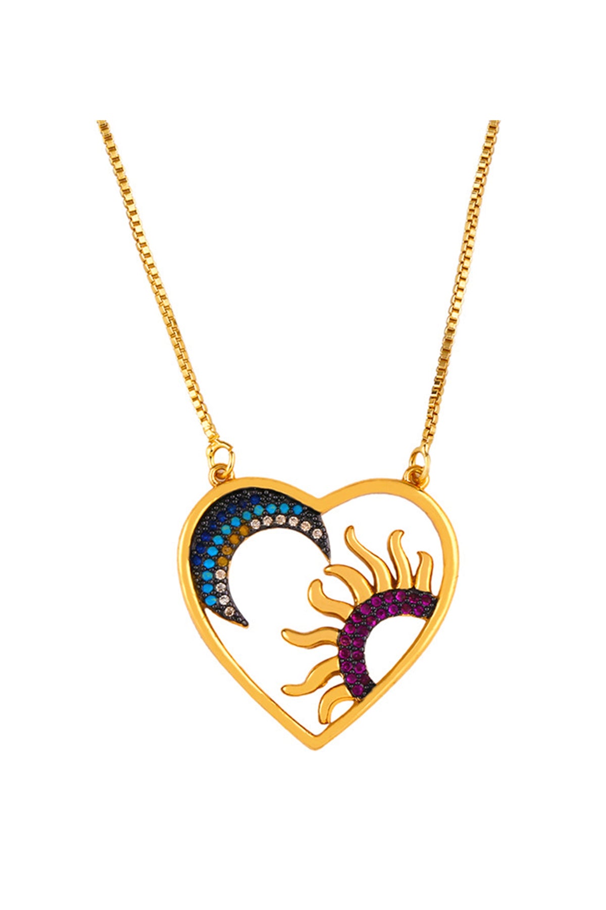 Heart Zircon Copper Chain Necklace N3919