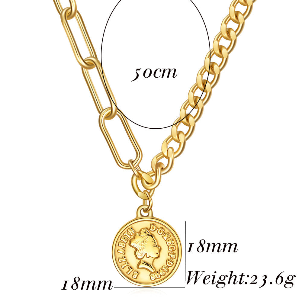 Coin Stainless Steel Necklace N3930