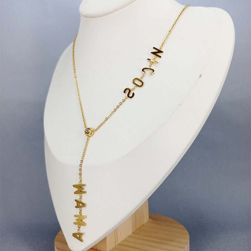 MAMA Tassel Stainless Steel Y Necklace N3974