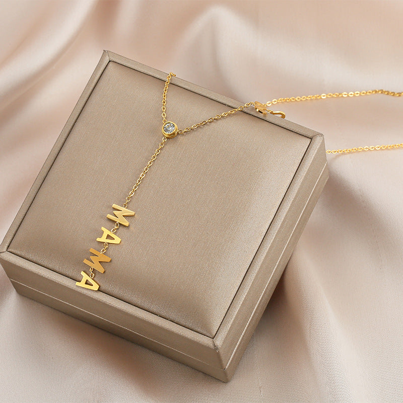 MAMA Tassel Stainless Steel Y Necklace N3974