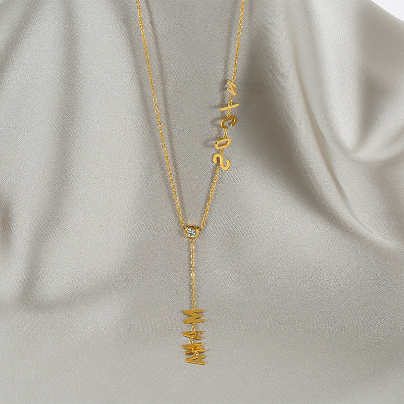 MAMA Tassel Stainless Steel Y Necklace N3974